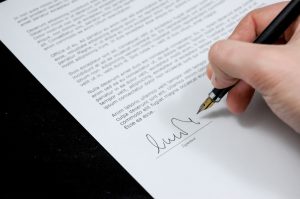 agreement being signed